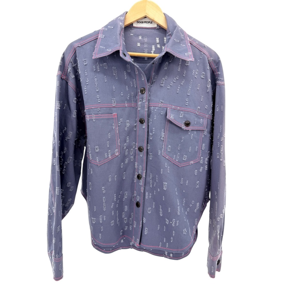 Good People Kyiv Distressed Utility Overshirt XS Grunge‎ Workwear Pink Stitch